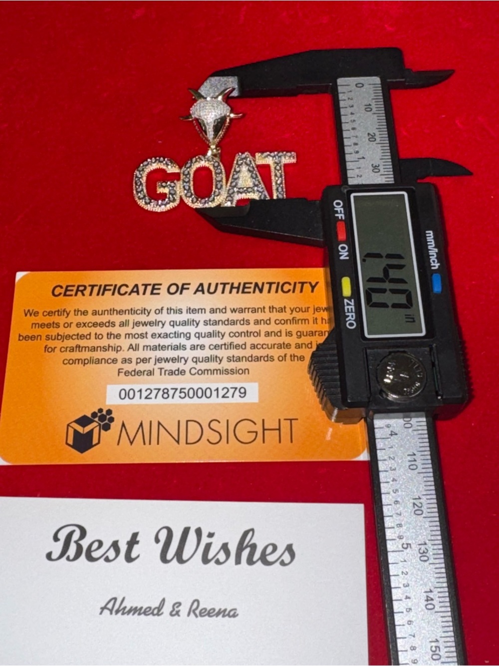 14k Yellow Gold Vermeil, 1ct Genuine Natural Diamond GOAT pendant FREE APPRAISAL - Picture 3 of 5